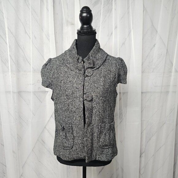 21 Women's Gray Tweed Lined Vest Jacket Shacket Size M - Picture 1 of 13